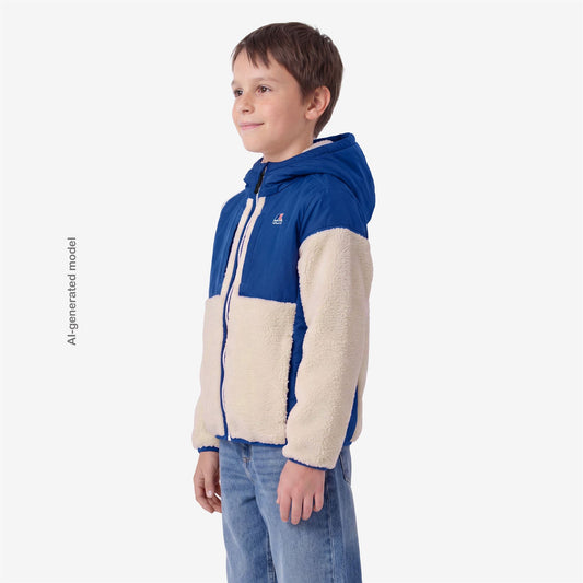 P. SAMSON 4.0 ORSETTO - Polaire - Sweat à capuche zippé intégral - Enfant unisexe - Blue Royal Marine-White Tofu