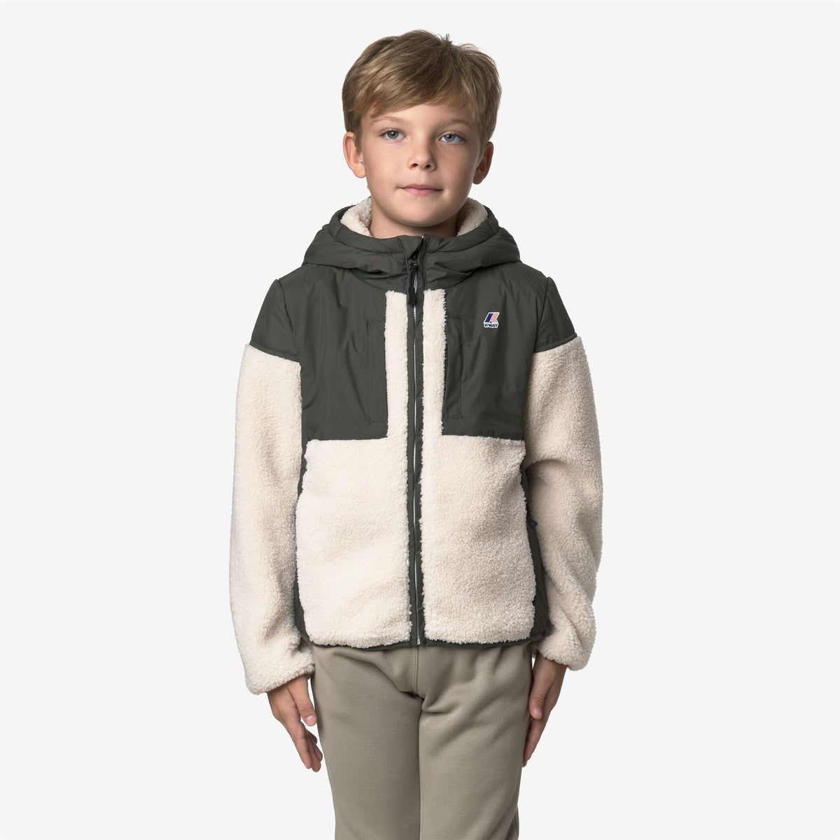 P. SAMSON 4.0 ORSETTO - Polaire - Sweat à capuche zippé intégral - Enfant unisexe - GREEN BLACKISH--Ecru