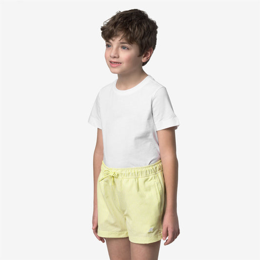 P. HAZEL STRIPES BEACH - Maillots de bain - Maillot de bain - Garçon - White-Yellow Lime