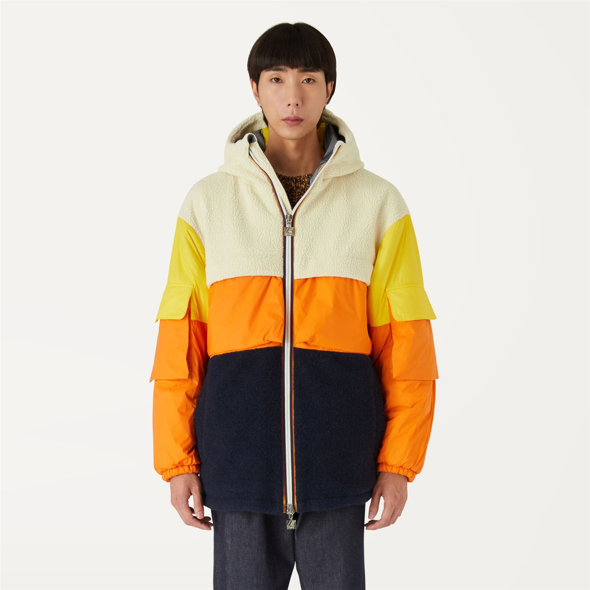 CLAUMIX SHERPA NYLON BLANKET - Vestes - Milieu - Homme - WHITE-BLUE-ORANGE-YELLOW