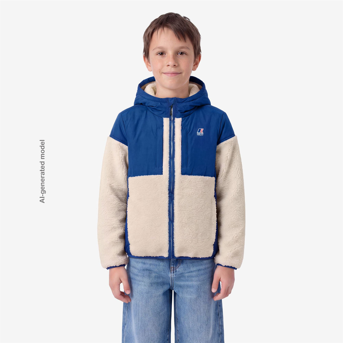 P. SAMSON 4.0 ORSETTO - Polaire - Sweat à capuche zippé intégral - Enfant unisexe - Blue Royal Marine-White Tofu