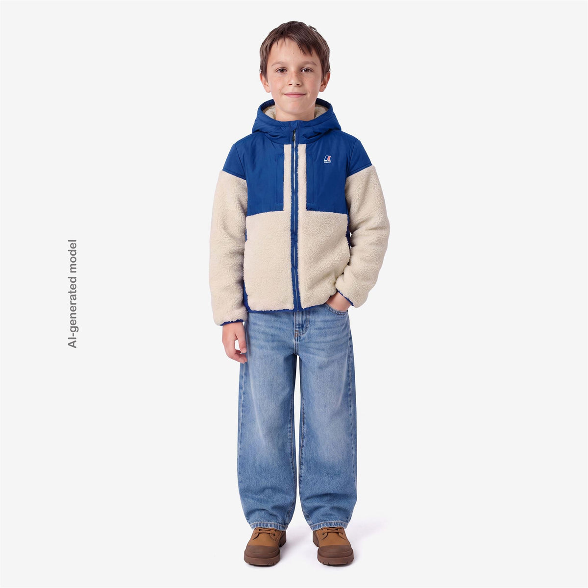 P. SAMSON 4.0 ORSETTO - Polaire - Sweat à capuche zippé intégral - Enfant unisexe - Blue Royal Marine-White Tofu