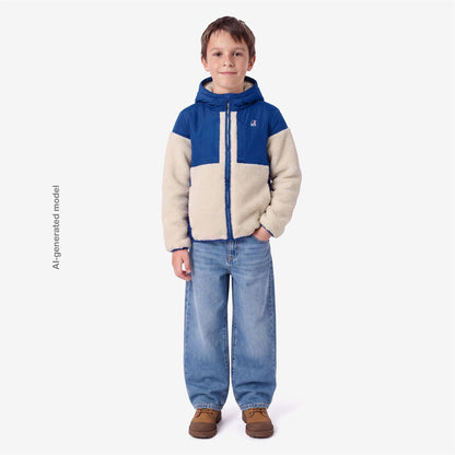 P. SAMSON 4.0 ORSETTO - Polaire - Sweat à capuche zippé intégral - Enfant unisexe - Blue Royal Marine-White Tofu