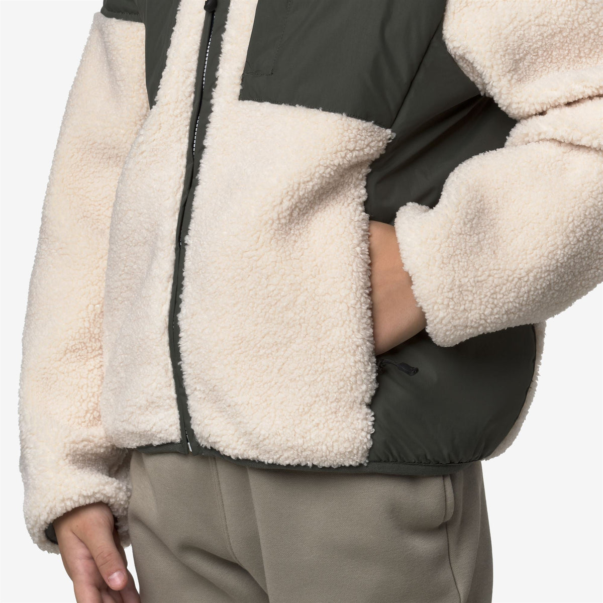 P. SAMSON 4.0 ORSETTO - Polaire - Sweat à capuche zippé intégral - Enfant unisexe - GREEN BLACKISH--Ecru