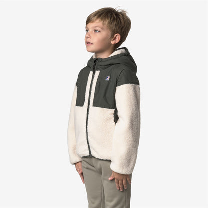 P. SAMSON 4.0 ORSETTO - Polaire - Sweat à capuche zippé intégral - Enfant unisexe - GREEN BLACKISH--Ecru