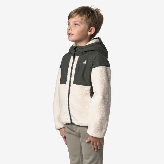 P. SAMSON 4.0 ORSETTO - Polaire - Sweat à capuche zippé intégral - Enfant unisexe - GREEN BLACKISH--Ecru