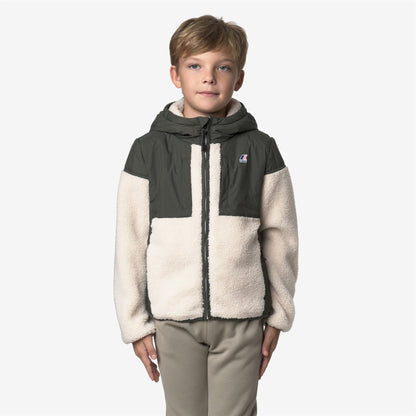 P. SAMSON 4.0 ORSETTO - Polaire - Sweat à capuche zippé intégral - Enfant unisexe - GREEN BLACKISH--Ecru