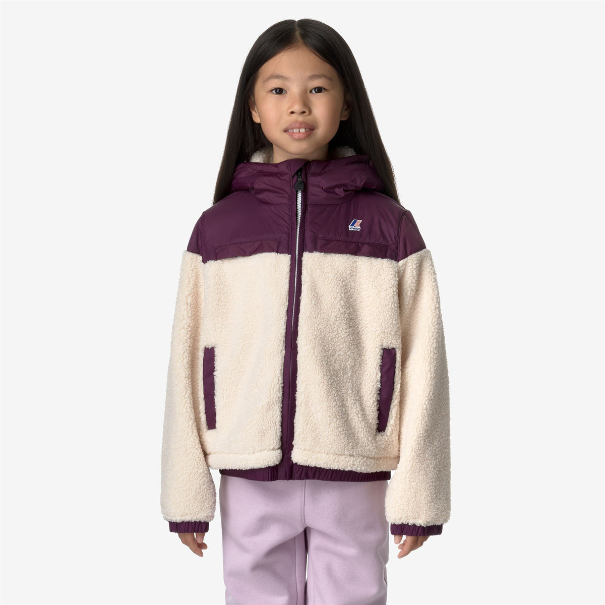 P.  JILDAZ ORSETTO - Polaire - Veste - Enfant unisexe - ECRU-Violet Dk Purple