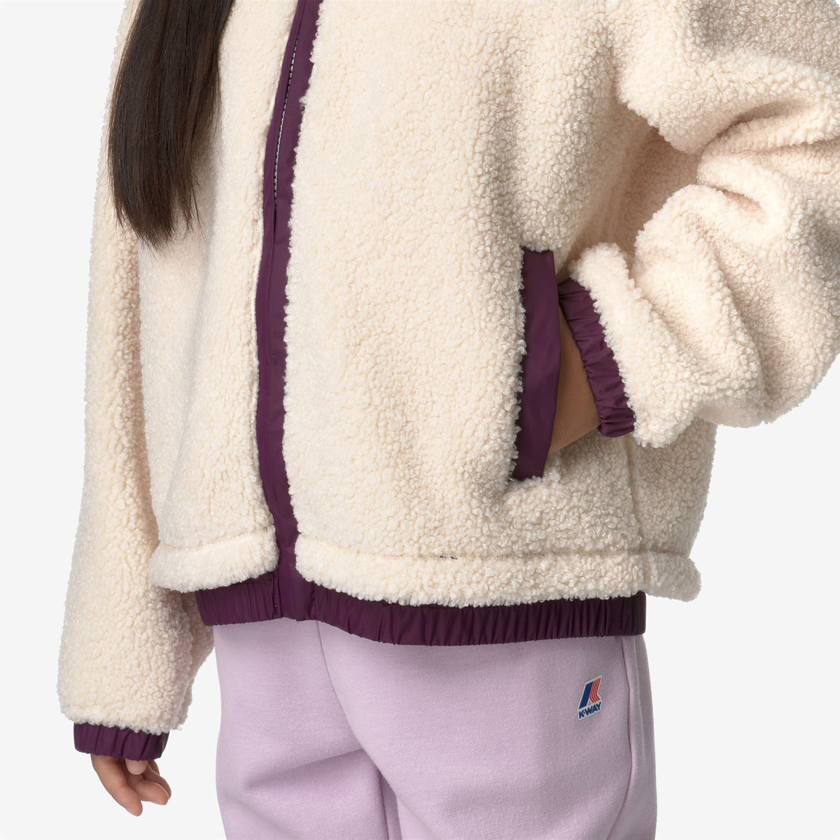 P.  JILDAZ ORSETTO - Polaire - Veste - Enfant unisexe - ECRU-Violet Dk Purple