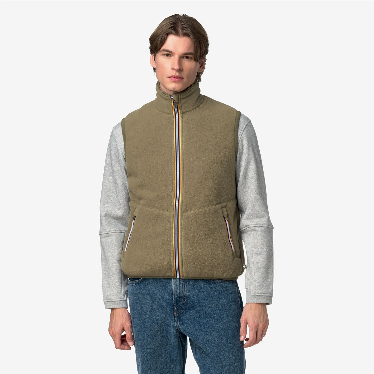 YANNICK SHERPA POLAR DOUBLE - Polaire - Gilet - Homme - Green Army-Green Army