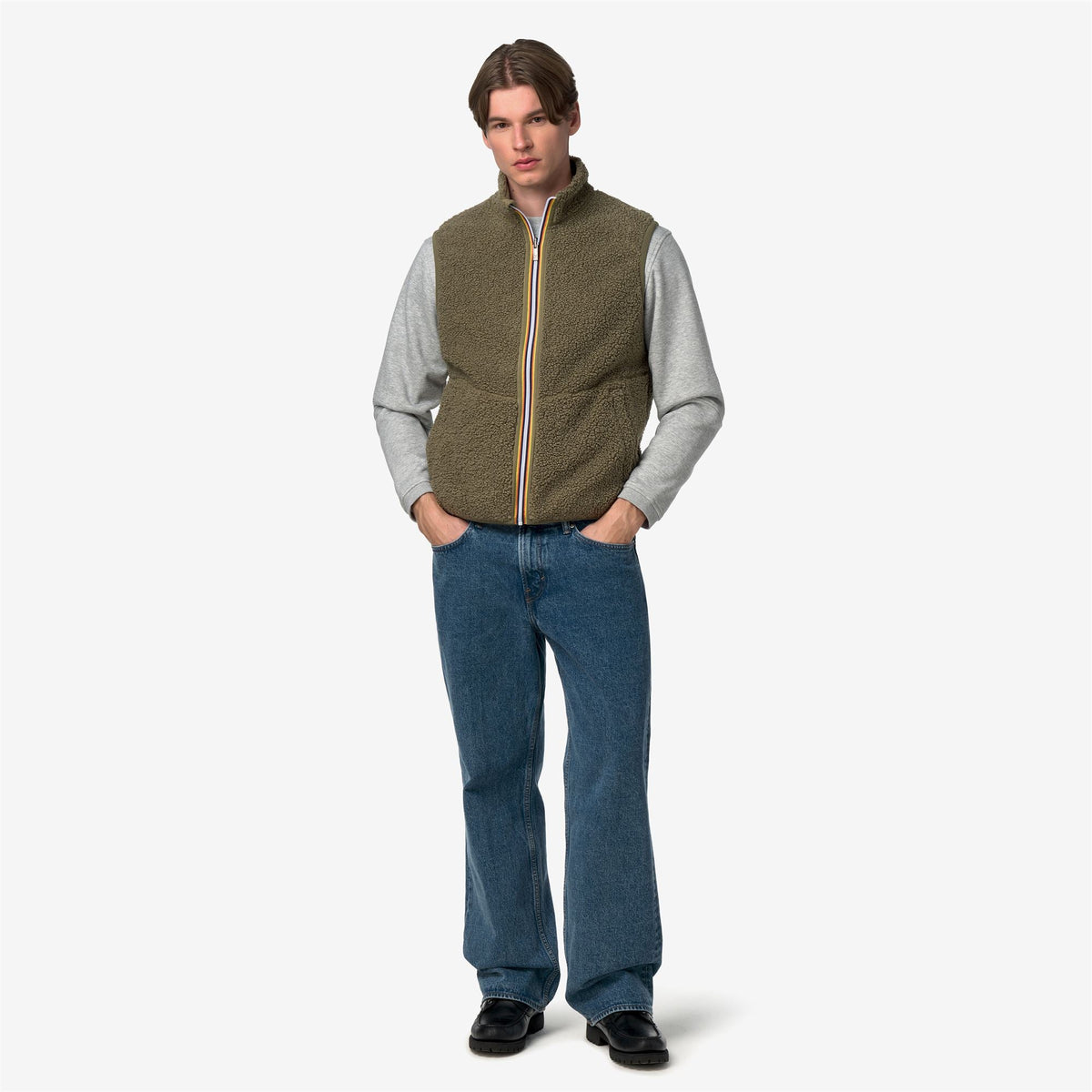 YANNICK SHERPA POLAR DOUBLE - Polaire - Gilet - Homme - Green Army-Green Army