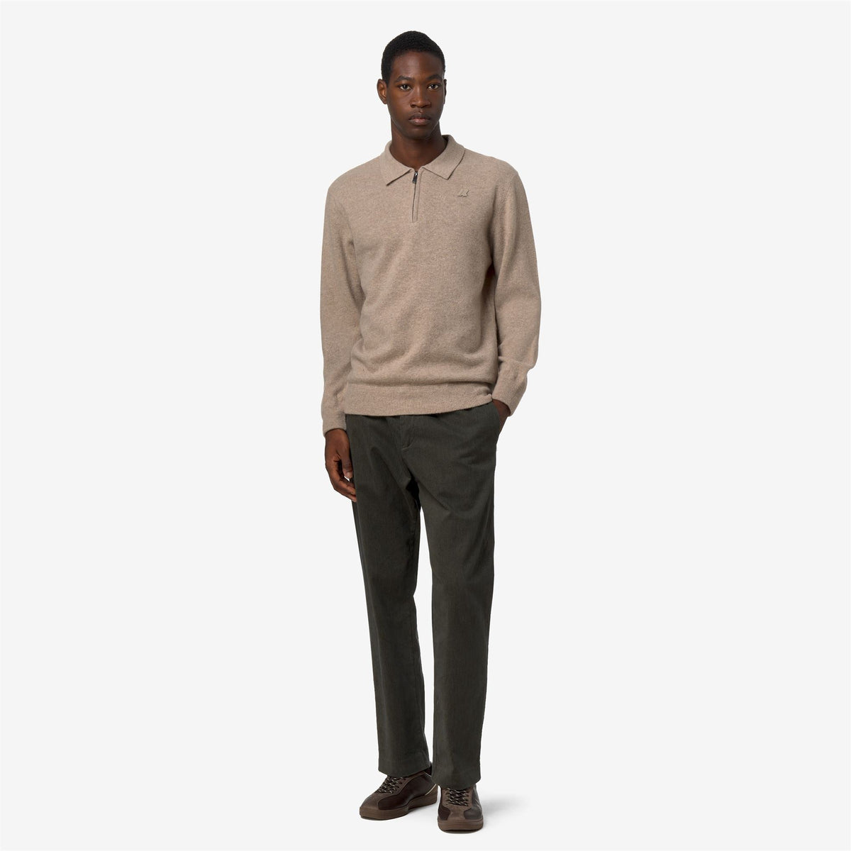 GLEREN FLEECE STITCH - Maille - Polo - Homme - Beige Plaza