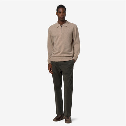 GLEREN FLEECE STITCH - Maille - Polo - Homme - Beige Plaza