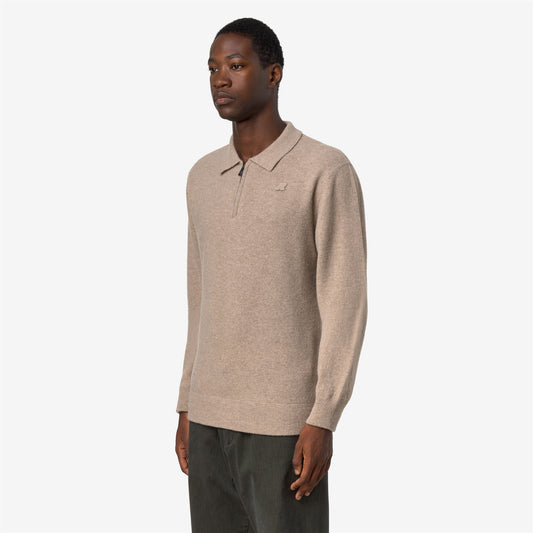 GLEREN FLEECE STITCH - Maille - Polo - Homme - Beige Plaza