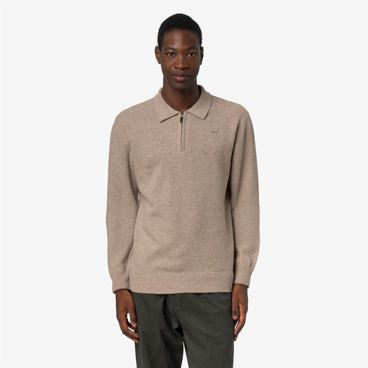 GLEREN FLEECE STITCH - Maille - Polo - Homme - Beige Plaza