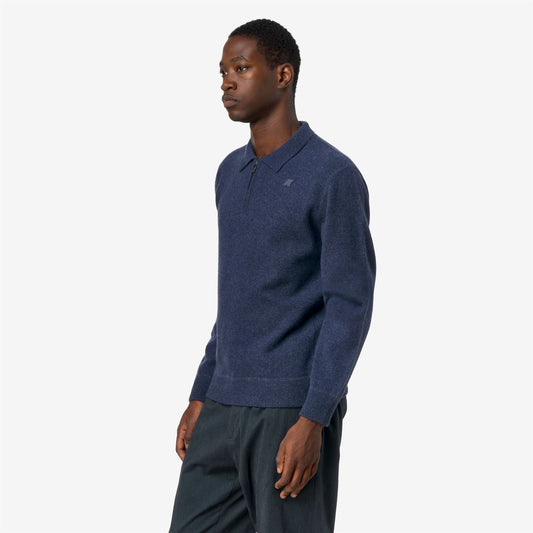 GLEREN FLEECE STITCH - Maille - Polo - Homme - Blue Dusty