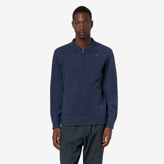 GLEREN FLEECE STITCH - Maille - Polo - Homme - Blue Dusty