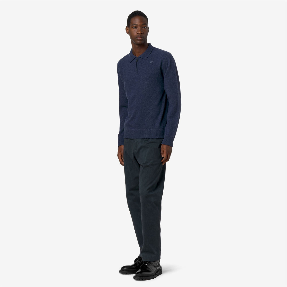 GLEREN FLEECE STITCH - Maille - Polo - Homme - Blue Dusty