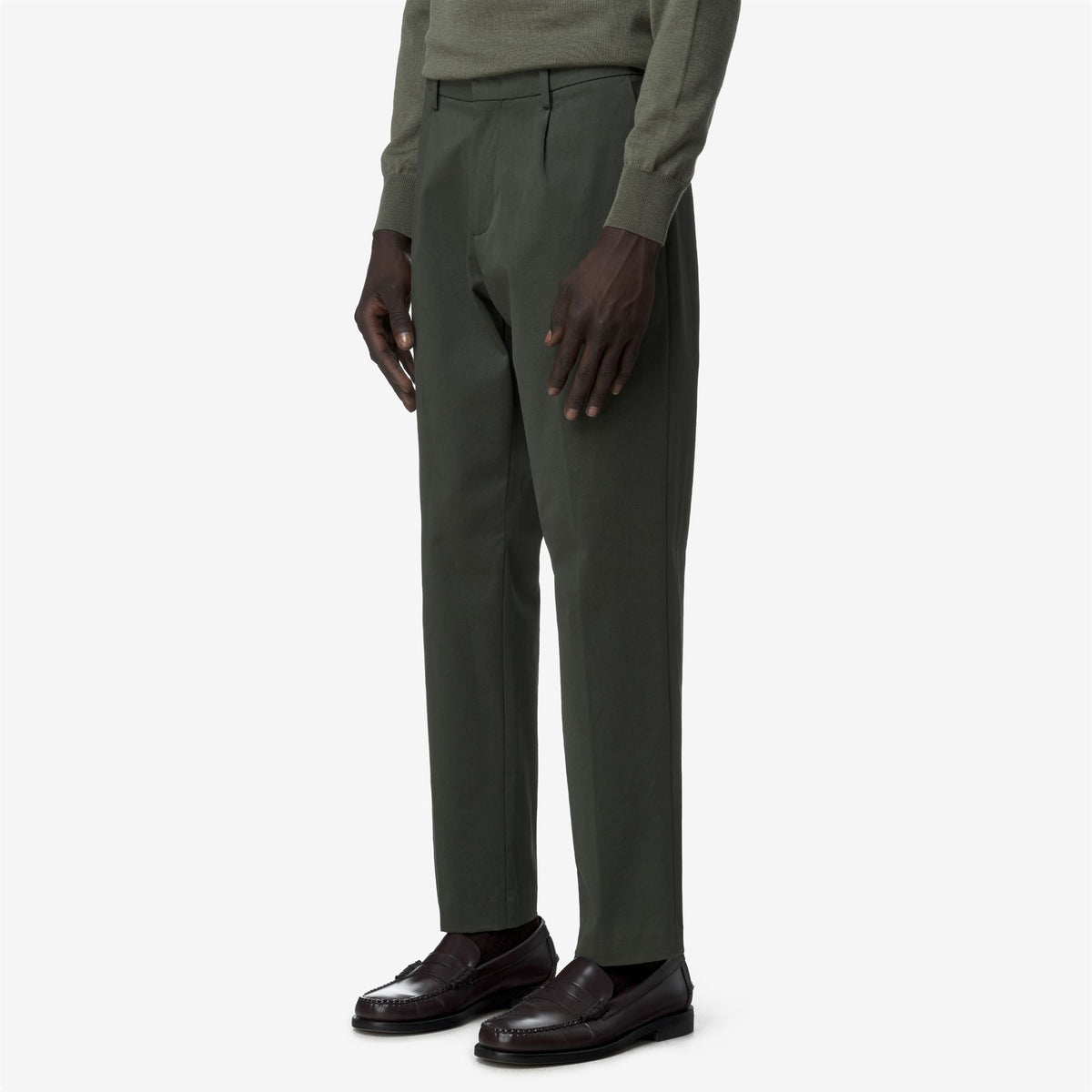 AILTON TWILL TECH PEACH - Pantalon - Chino - Homme - GREEN BLACKISH