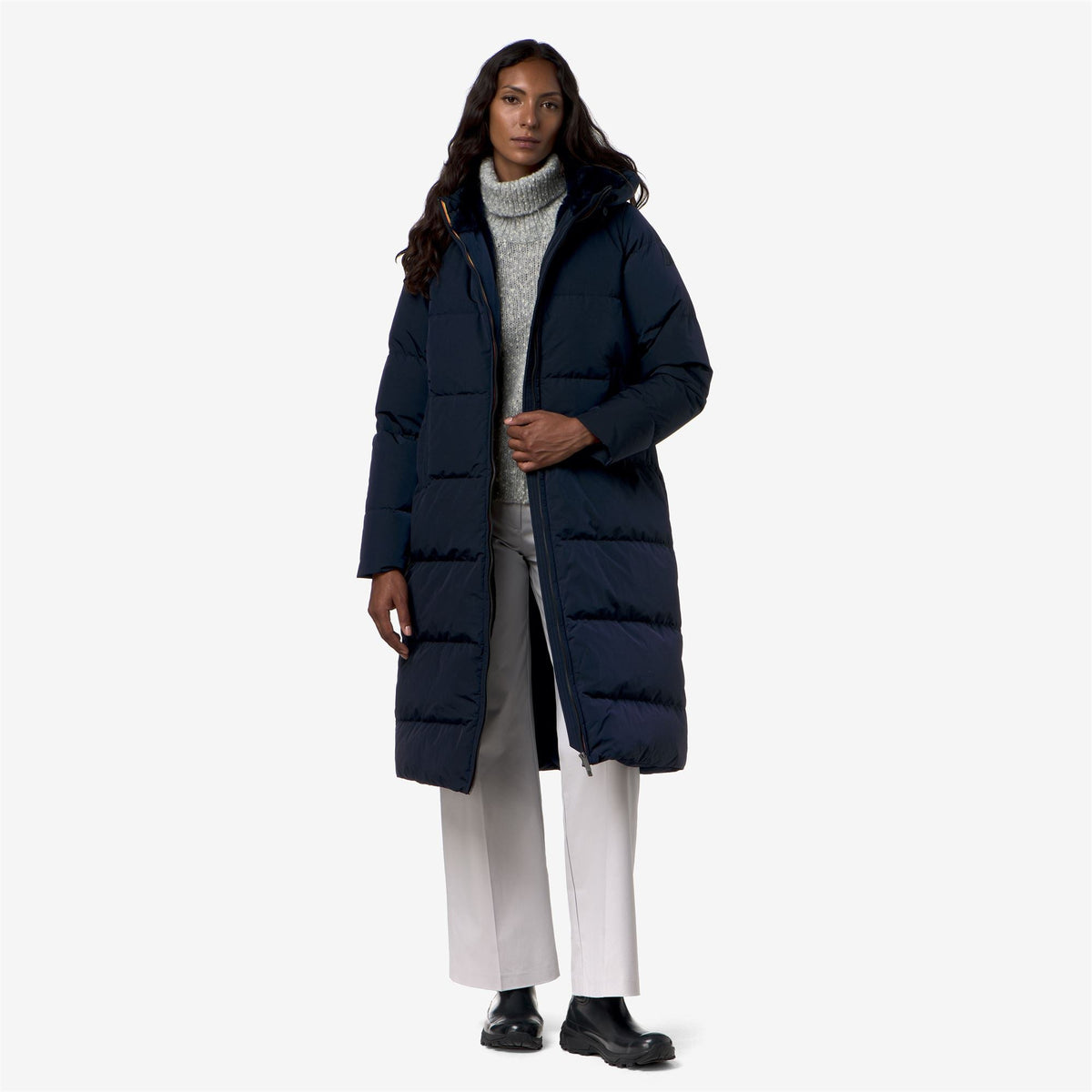 DINA SHINY NYLON FUR - Vestes - Long - Femme - Blue Depth