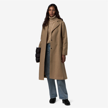 LANA WOOL NYLON - Vestes - Long - Femme - Beige Khaki-Blue Depth