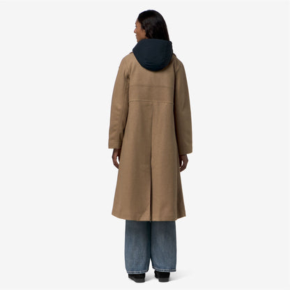 LANA WOOL NYLON - Vestes - Long - Femme - Beige Khaki-Blue Depth