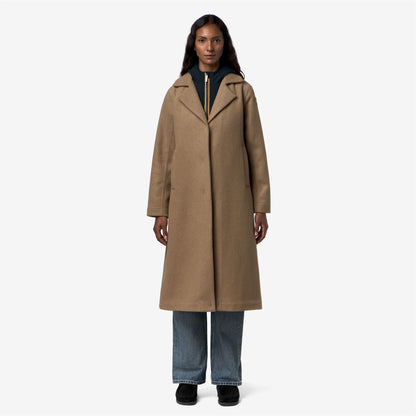 LANA WOOL NYLON - Vestes - Long - Femme - Beige Khaki-Blue Depth