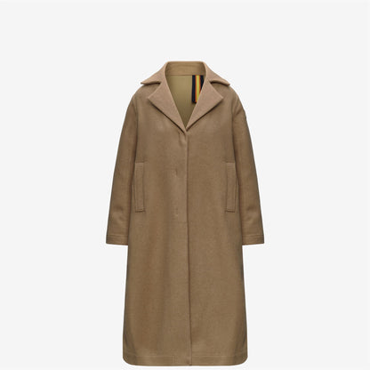 LANA WOOL NYLON - Vestes - Long - Femme - Beige Khaki-Blue Depth