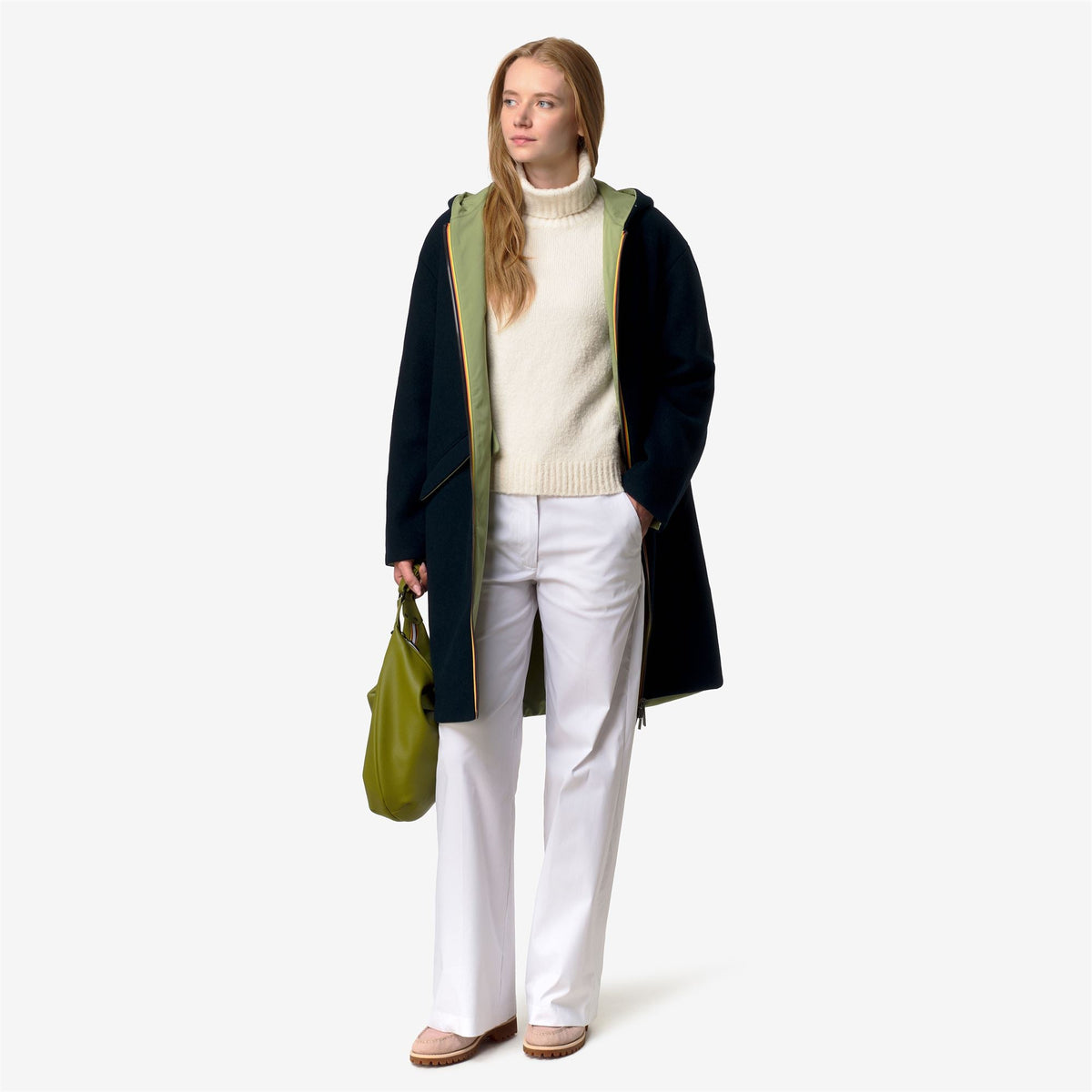 SHALA WOOL BONDED DOUBLE - Vestes - Longueur 3/4 - Femme - Blue Depth-Green Gold