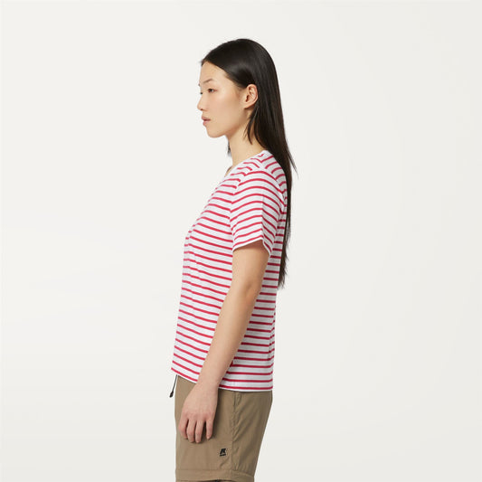 AMALIA STRIPES - T-shirts et hauts - T-shirt - Femme - White-Red Berry