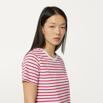 AMALIA STRIPES - T-shirts et hauts - T-shirt - Femme - White-Red Berry