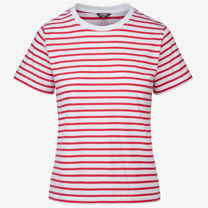 AMALIA STRIPES - T-shirts et hauts - T-shirt - Femme - White-Red Berry