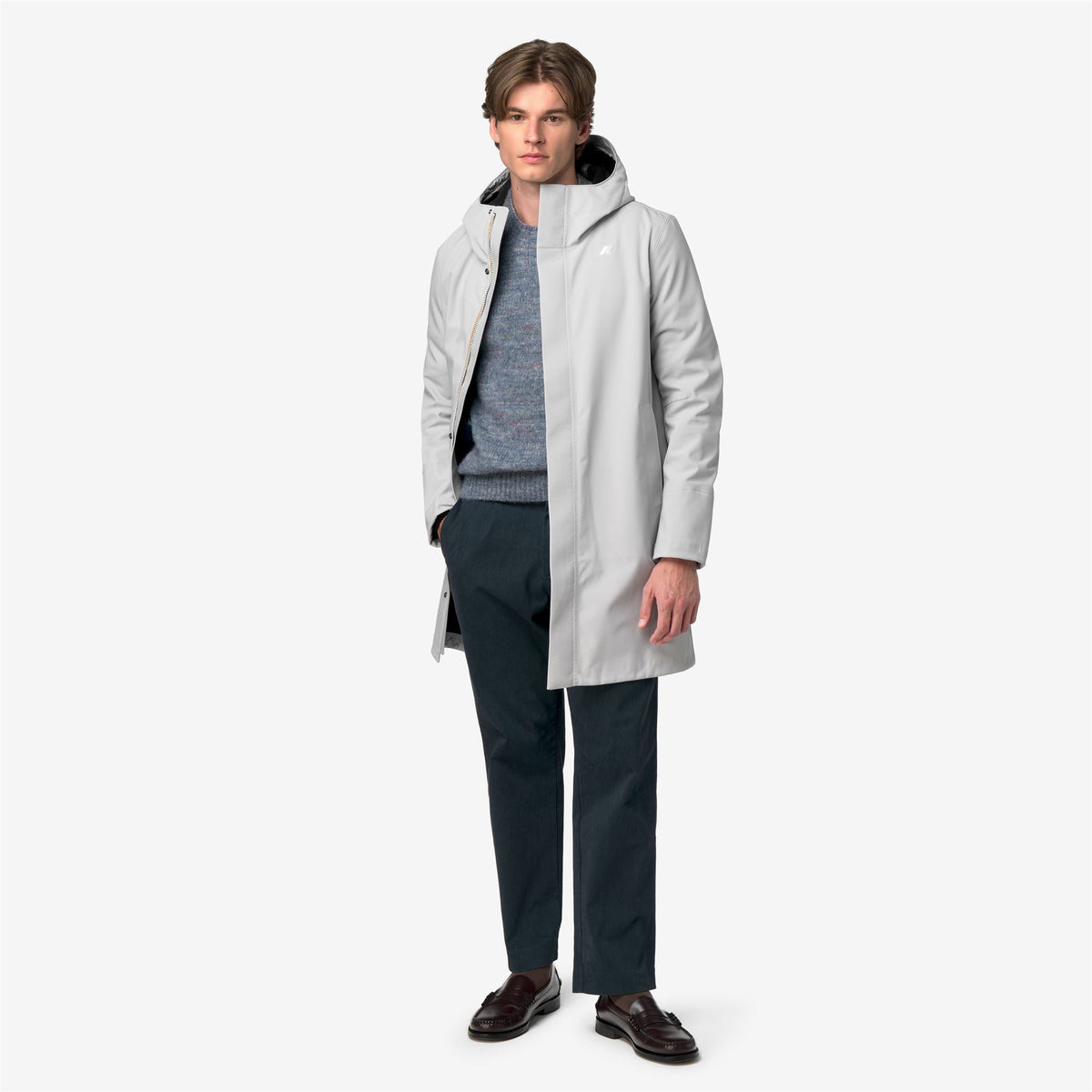THOMAS BONDED - Vestes - Long - Homme - Grey Ash-Blue Depth