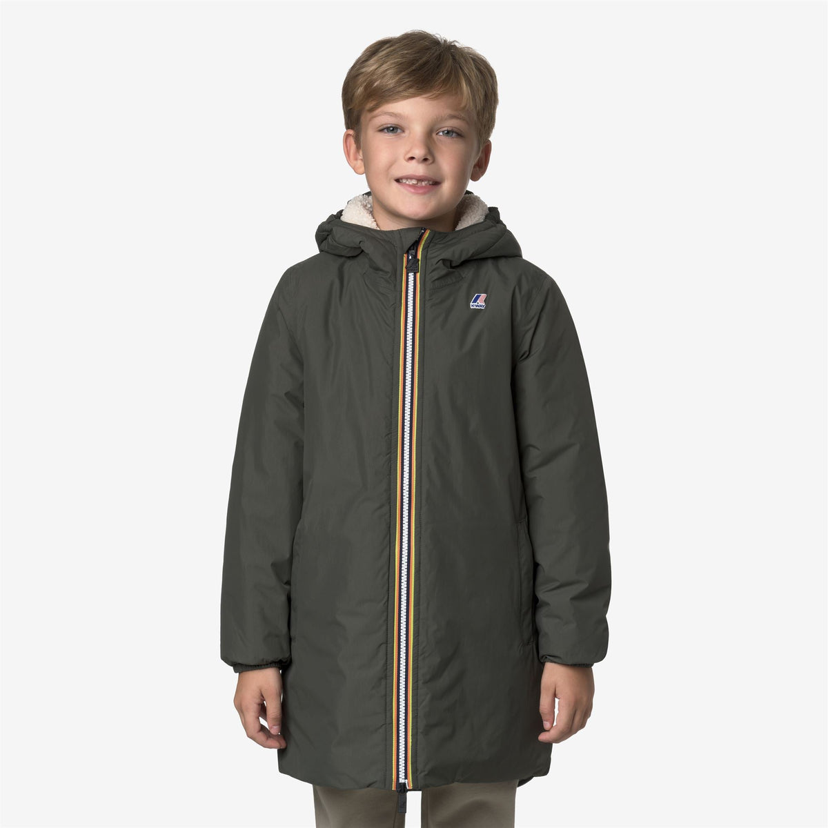P. LE VRAI 4.0 EIFFEL ORSETTO - Vestes - Longueur 3/4 - Enfant unisexe - GREEN BLACKISH